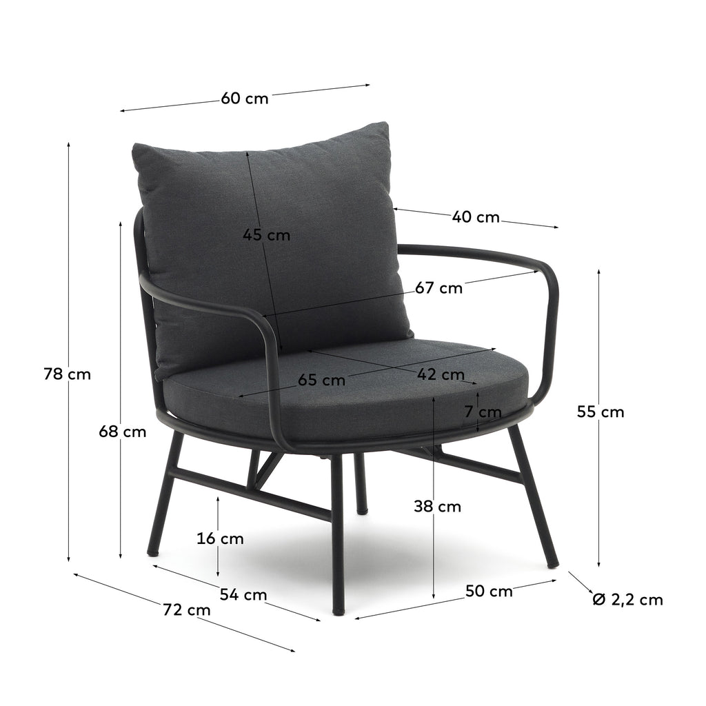 Fauteuil Bramant en acier finition noire