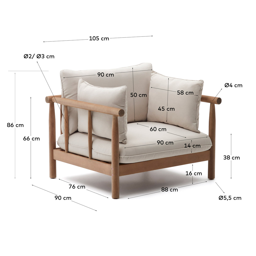 Fauteuil Sacova en bois d'eucalyptus