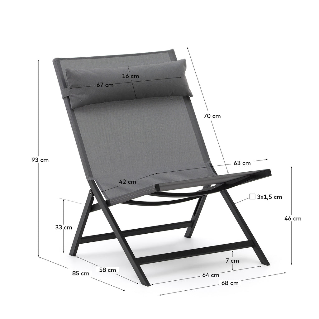 Fauteuil pliant Canutells en aluminium avec finition gris foncé
