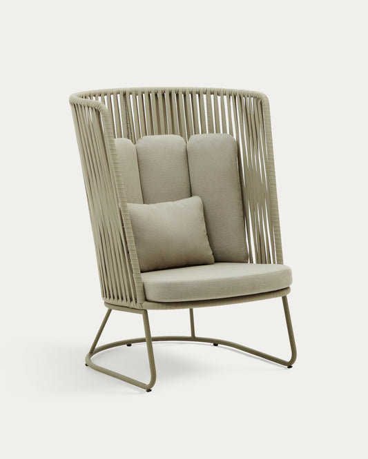 Fauteuil d'extérieur avec dossier haut Saconca et en acier galvanisé vert