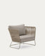 Fauteuil d’extérieur Saconca en corde et acier galvanisé beige
