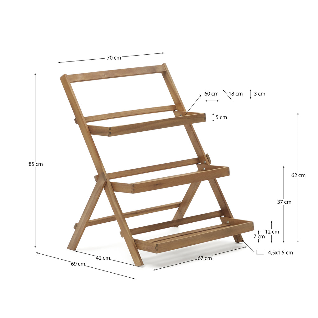 Étagère de jardin Victora en bois d'acacia 70 x 85 cm FSC 100 %