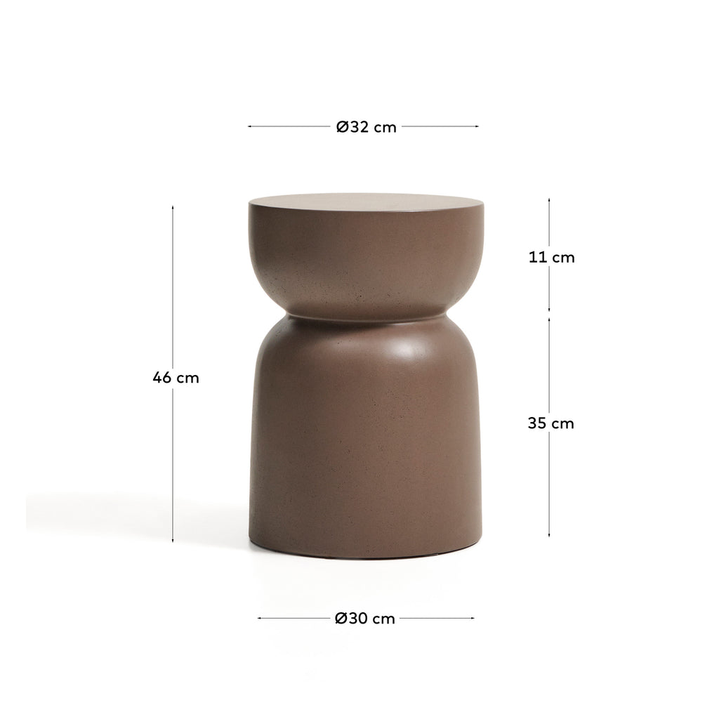 Table auxiliaire Garbet en ciment marron Ø 32 cm