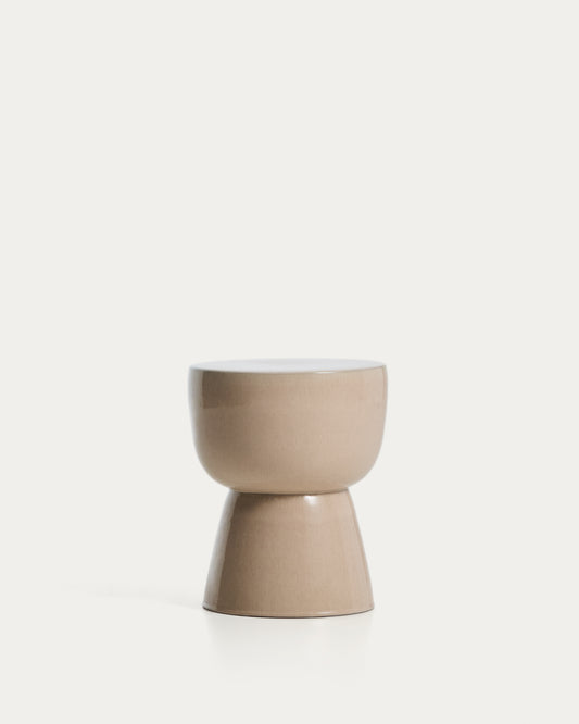 Table auxiliaire d’extérieur Mesquida en céramique avec finition écrue dépolie Ø 36 cm