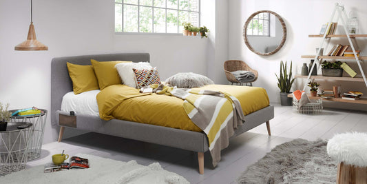 Tête de lit Dyla déhoussable grise pour lit jusqu’à 160 cm
