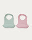 Ensemble Lili de 2 bavoirs en silicone rose et turquoise