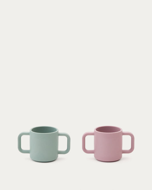 Ensemble Lili de 2 tasses en silicone rose et turquoise