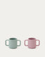 Ensemble Lili de 2 tasses en silicone rose et turquoise