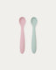 Ensemble Lili de 2 cuillères en silicone rose et turquoise