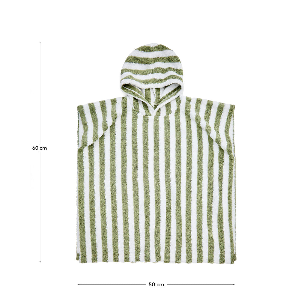 Poncho Nuni en coton à rayures blanches et vertes taille 2/3 ans