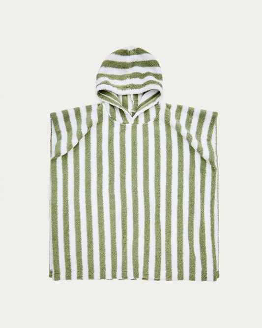 Poncho Nuni en coton à rayures blanches et vertes taille 2/3 ans