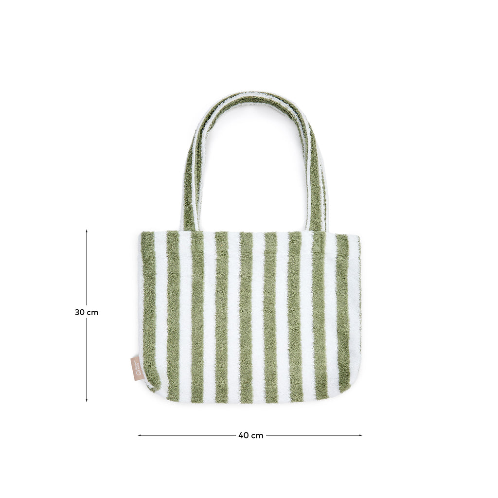 Sac Nuni en coton à rayures blanches et vertes