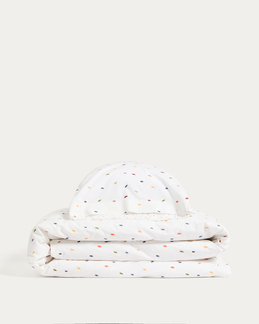 Ensemble Epifania housse de couette et taie d’oreiller en percale de coton avec motif multicolore pour lit de 90 cm