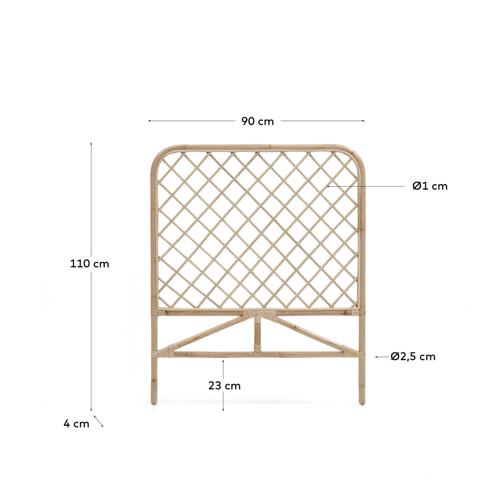 Tête de lit Citlalli en rotin finition naturelle pour lit de 90 cm