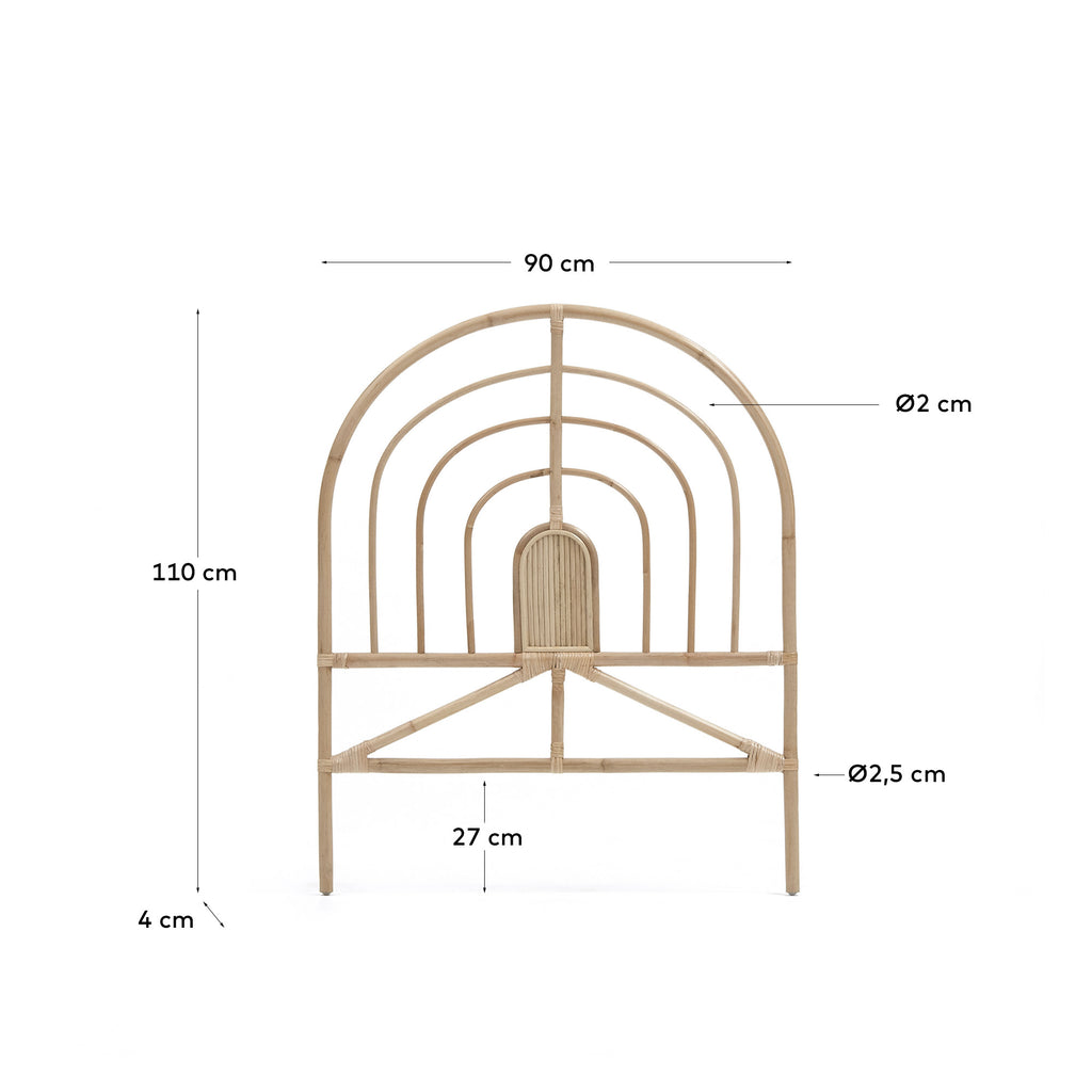 Tête de lit Sundberg en rotin finition naturelle pour lit de 90 cm