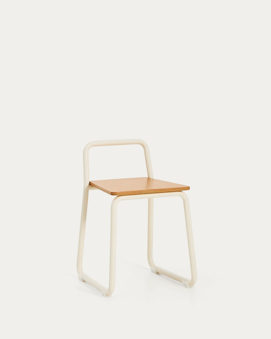 Chaise Tinn en placage de frêne et structure en métal beige