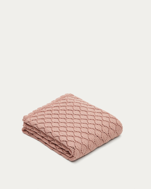 Couverture Ria en tricot rose 70 x 100 cm