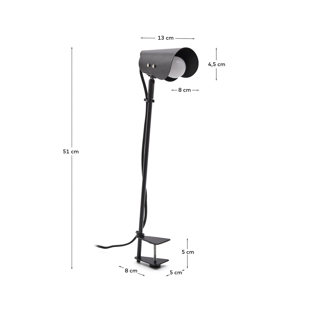 Lampe de bureau avec pince Jula en métal noir