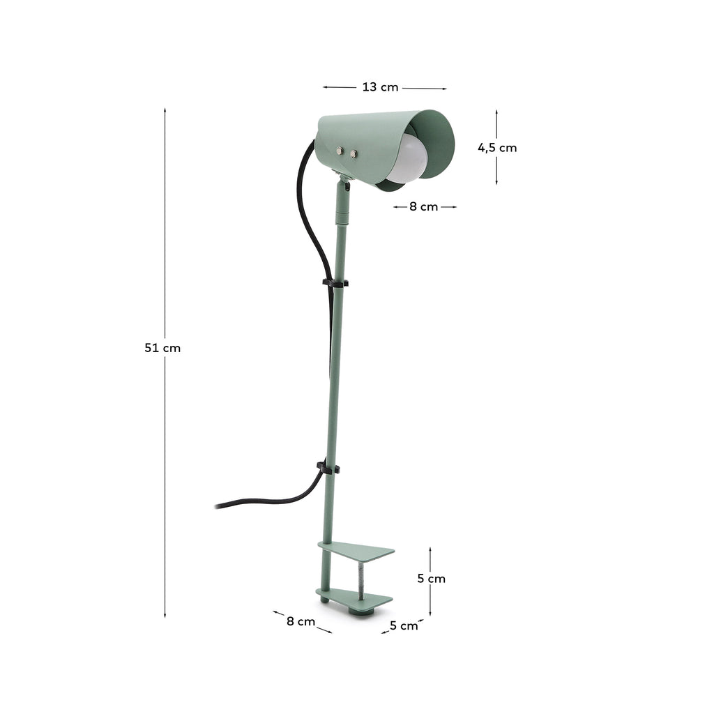 Lampe de bureau avec pince Jula en métal vert