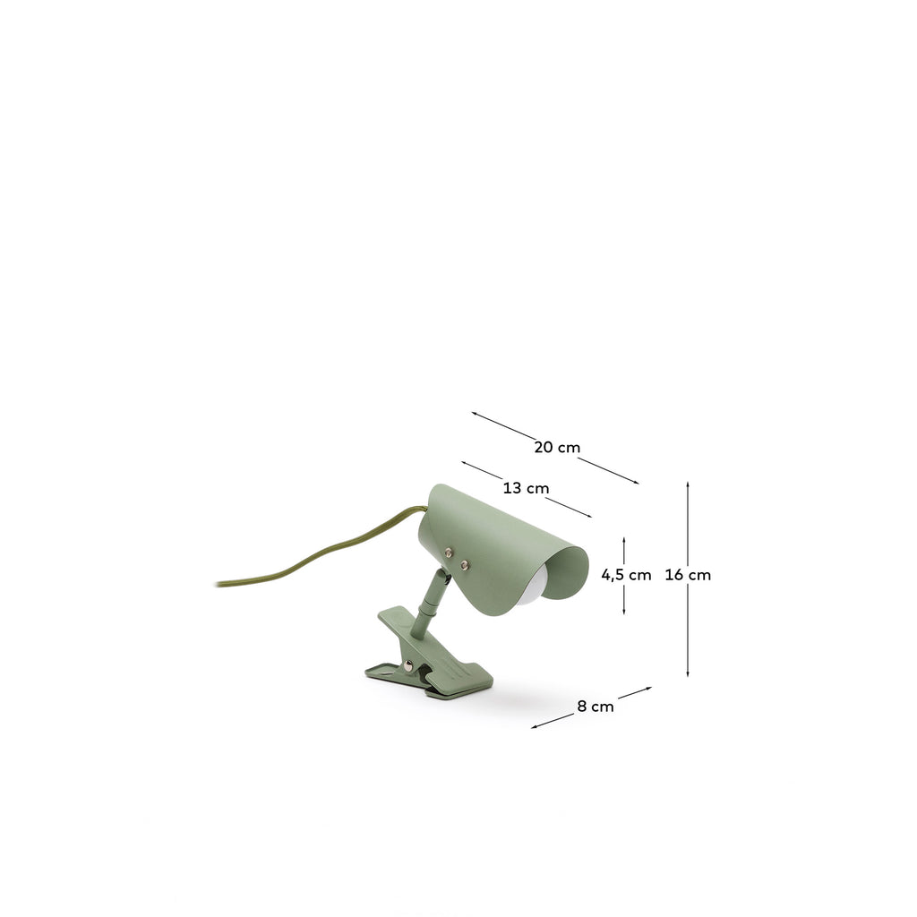 Petite lampe avec pince Jula en métal vert