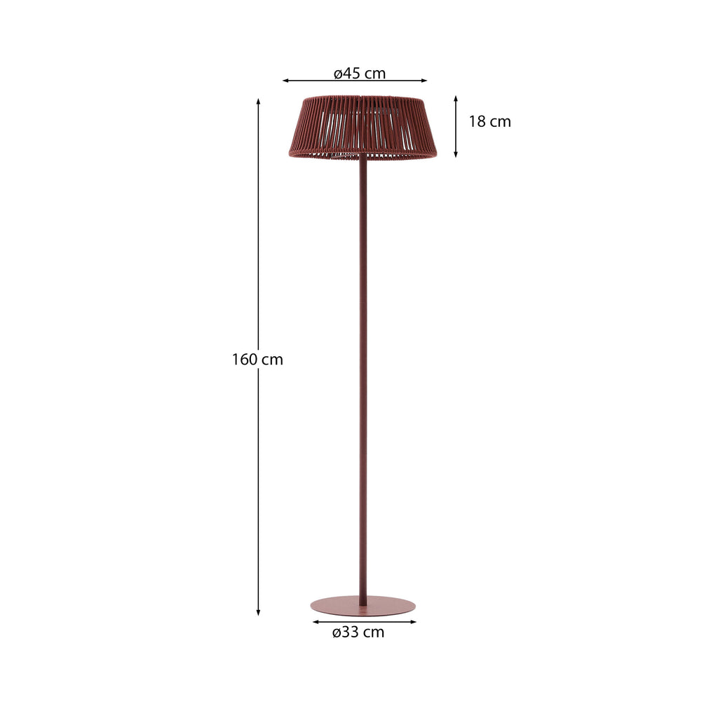 Lampadaire solaire d’extérieur Aldet en corde chinée beige et pied en métal beige Ø 46 cm
