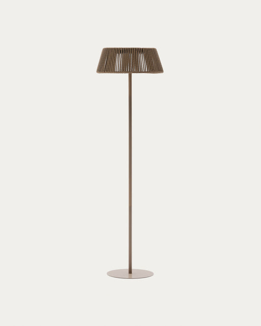 Lampadaire solaire d’extérieur Aldet en corde chinée beige et pied en métal beige Ø 46 cm