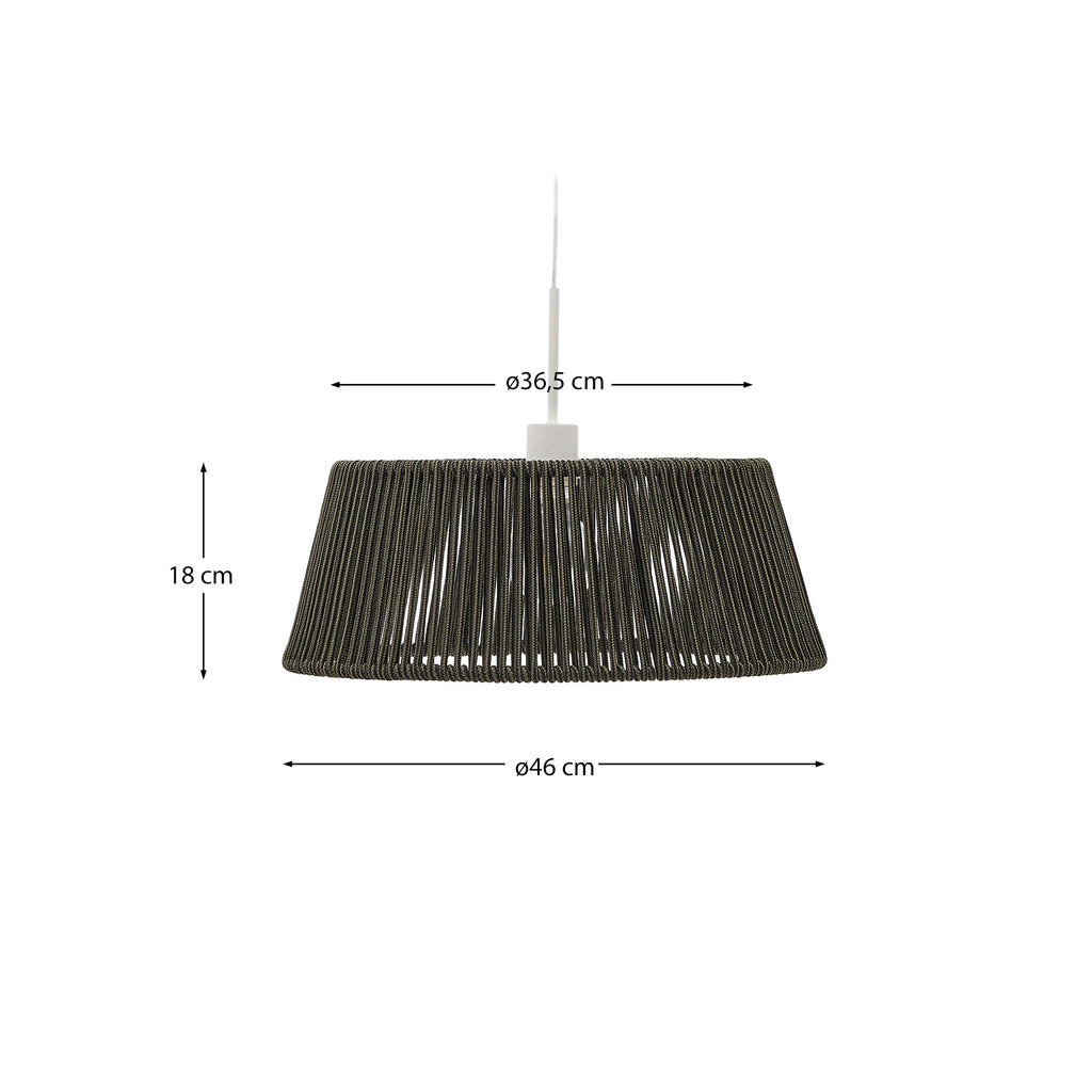 Abat-jour pour suspension Aldet en corde chinée noire et verte Ø 46 cm