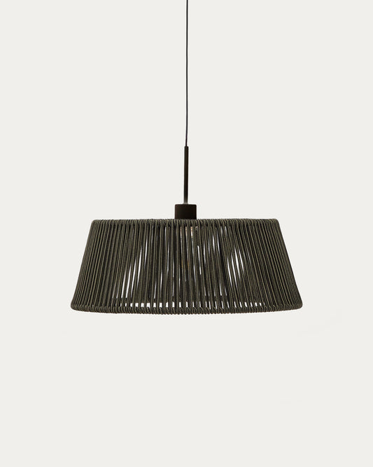 Abat-jour pour suspension Aldet en corde chinée noire et verte Ø 46 cm
