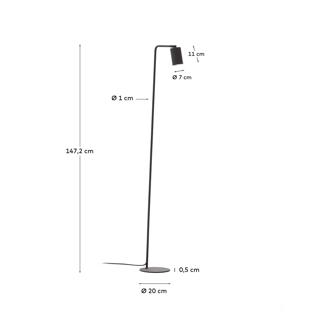 Lampadaire Manie en métal avec finition effet fonte noire