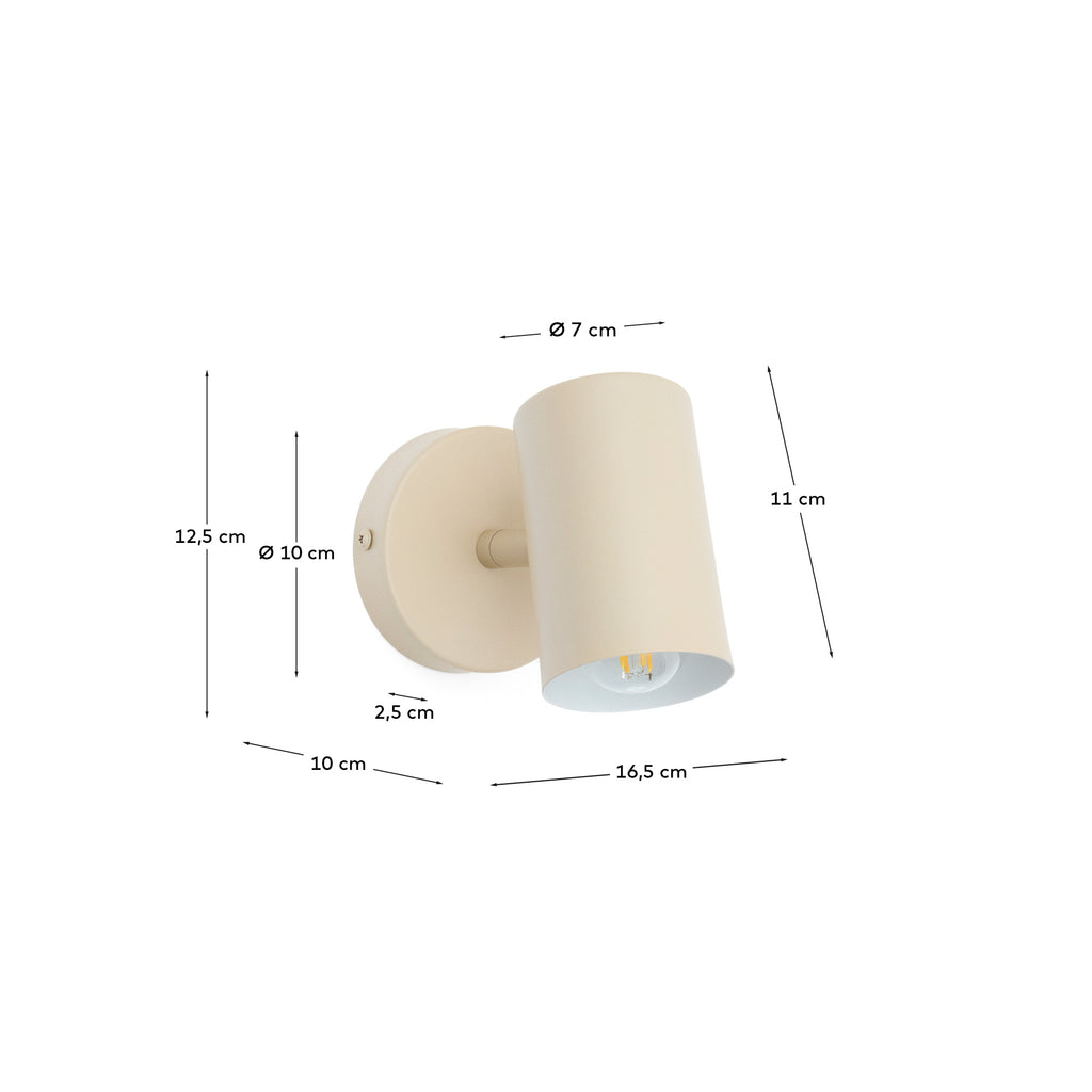 Applique murale Manie en métal avec finition texturée beige