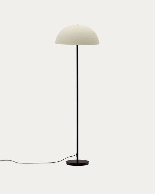 Lampadaire Nibla en métal noir et abat-jour blanc avec effet argile blanche