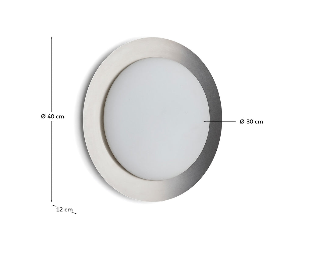 Plafonnier Novae en métal brossé gris clair et verre dépoli Ø 40 cm