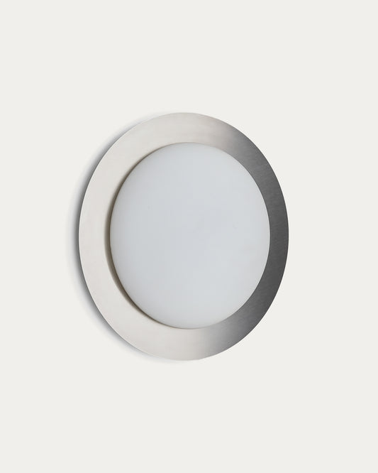 Plafonnier Novae en métal brossé gris clair et verre dépoli Ø 40 cm