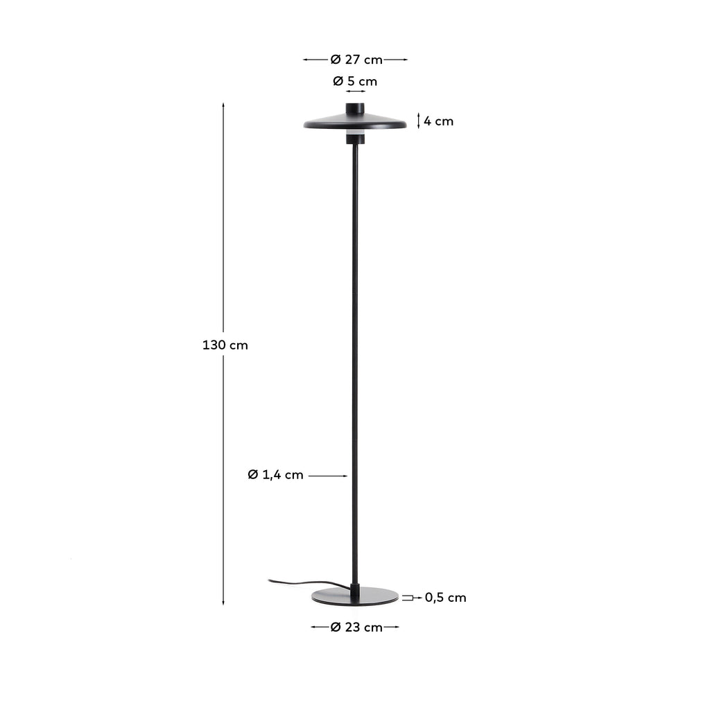 Lampadaire Nuvira en métal noir satiné