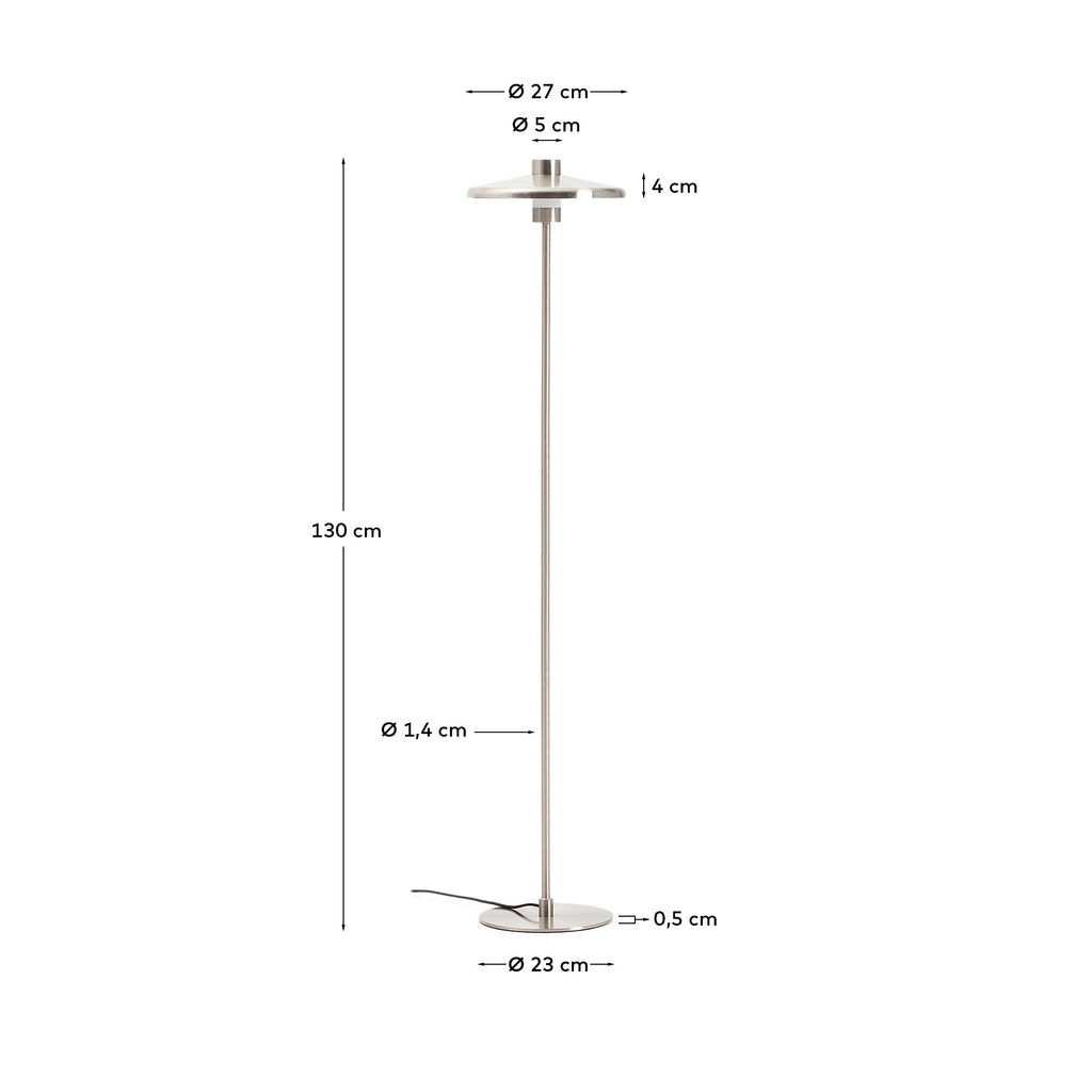 Lampadaire Nuvira en métal brossé gris clair