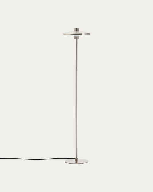 Lampadaire Nuvira en métal brossé gris clair