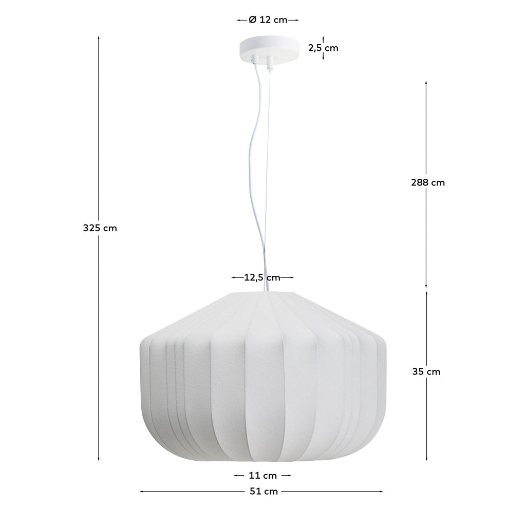 Plafonnier Somar en fibres synthétiques et tiges d’acier Ø 51 cm