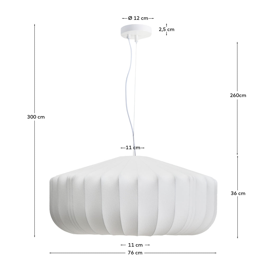 Plafonnier Somar en fibres synthétiques et tiges d’acier Ø 76 cm