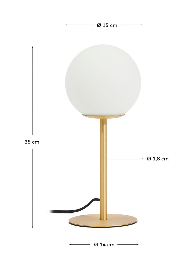 Lampe de table Brisia en métal finition laiton brossé avec 1 boule en verre dépoli Ø 15 cm