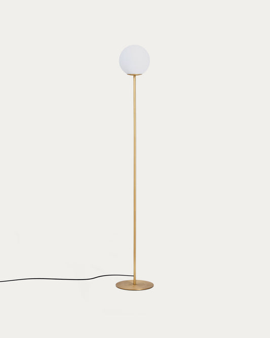 Lampadaire Brisia en métal finition laiton brossé avec 1 boule en verre dépoli Ø 20 cm
