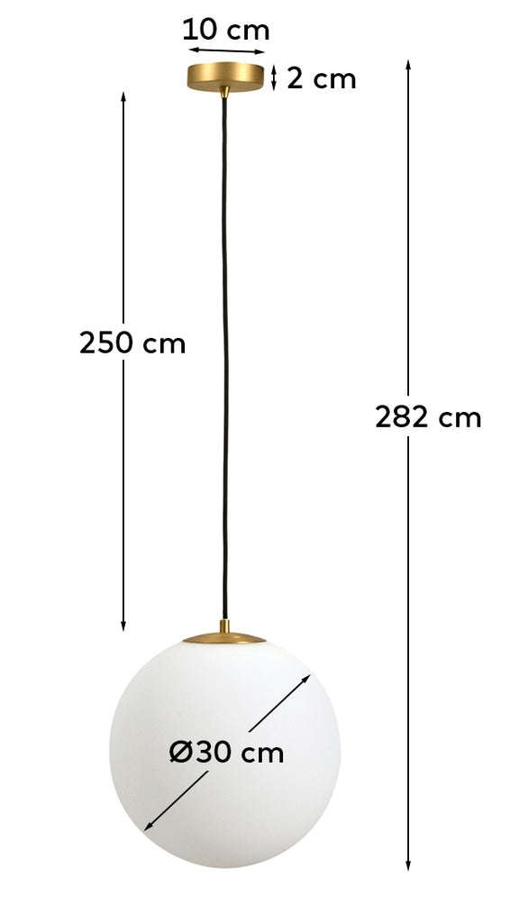 Plafonnier Brisia en métal finition laiton brossé avec 1 boule en verre dépoli Ø 30 cm