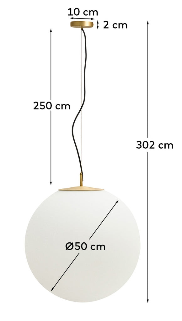Plafonnier Brisia en métal finition laiton brossé avec 1 boule en verre dépoli Ø 50 cm