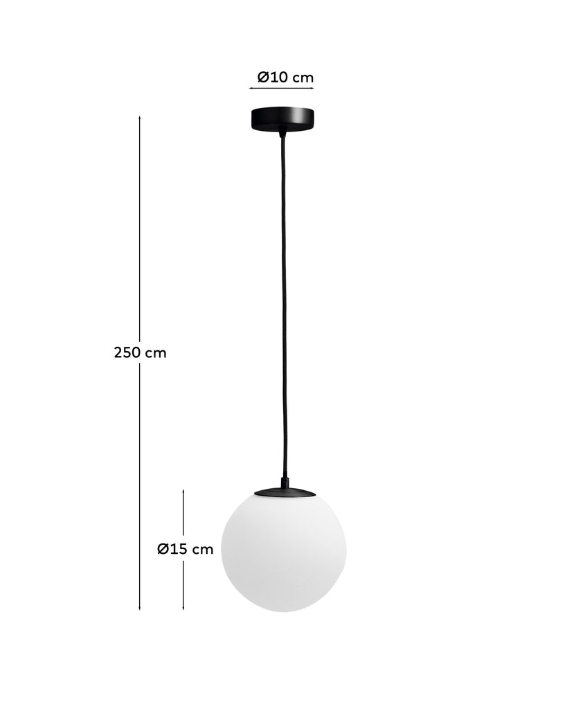 Plafonnier Brisia en métal finition noire avec 1 boule en verre dépoli Ø15 cm