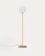 Lampadaire Brisia en métal finition laiton brossé avec 1 boule en verre dépoli Ø 30 cm