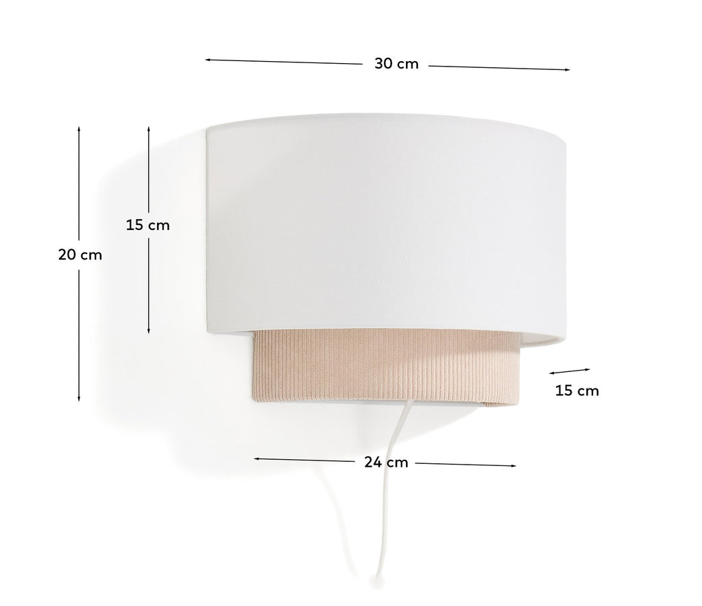 Applique murale Bianella en coton et velours côtelé beige Ø 40 cm