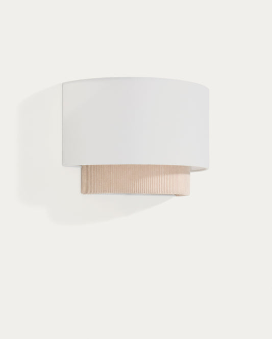 Applique murale Bianella en coton et velours côtelé beige Ø 40 cm