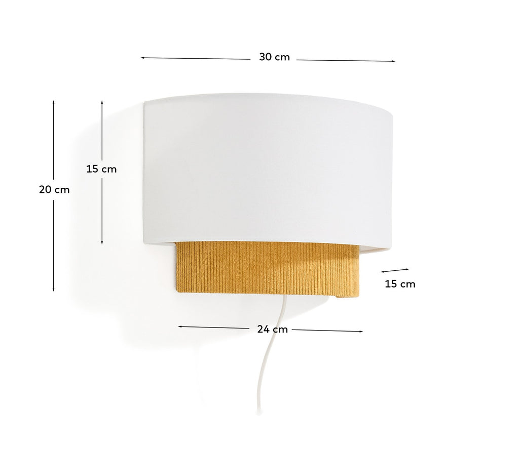Applique murale Bianella en coton et velours côtelé moutarde Ø 40 cm