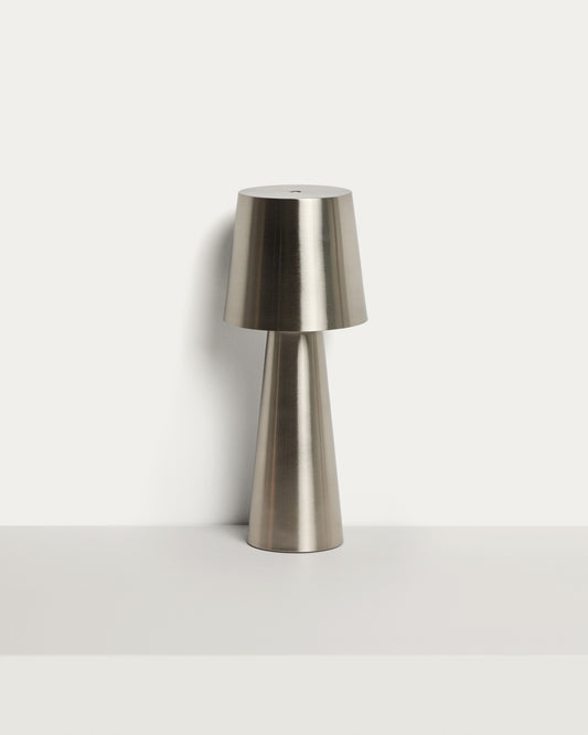 Grande lampe de table Arenys en métal avec finition argentée brillante