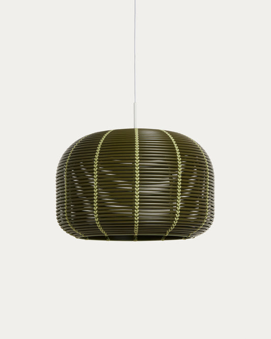 Abat-jour pour plafonnier d’extérieur Garoina en rotin synthétique vert Ø 50 cm