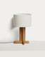 Lampe de table Niani en bois d’hévéa, finition ton naturel et abat-jour en coton couleur ivoire Ø 30 cm